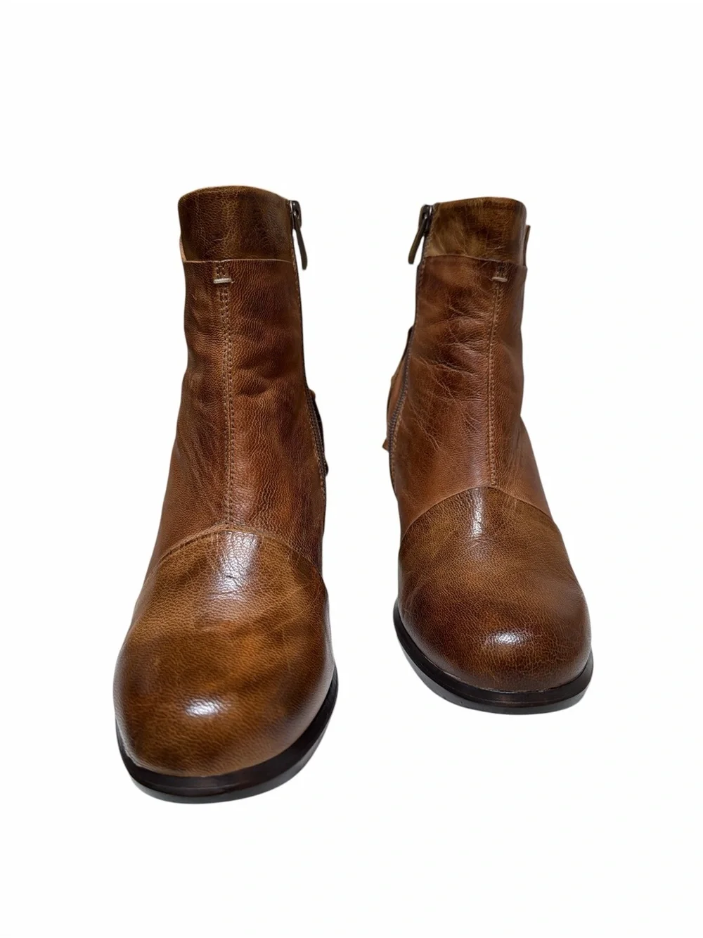 Antelope Leather Ankle Boots Women’s Size 8 Brown Boho Western Stacked Heel